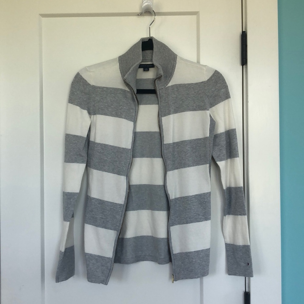 Tommy Hilfiger Gray and White Cardigan Zip up